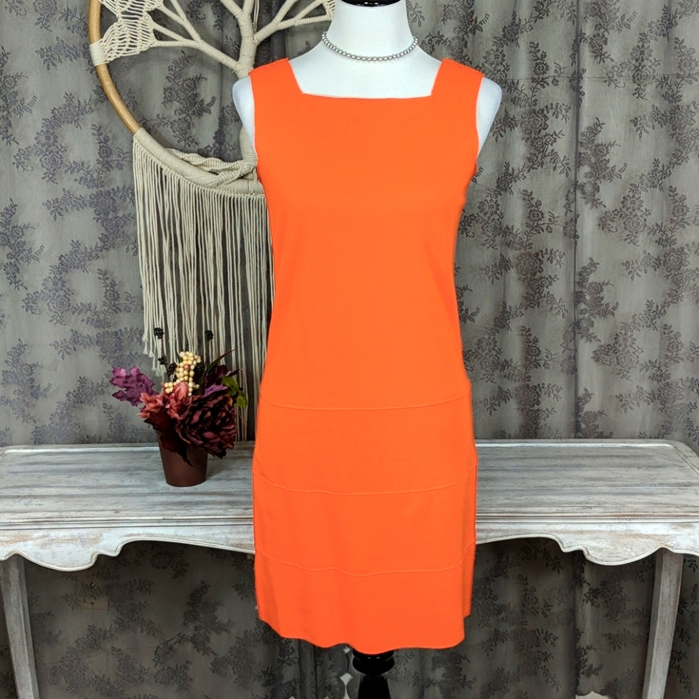 Laundry by Shelli Segal orange square neck dress